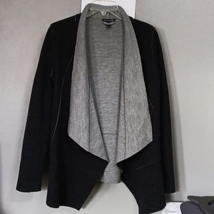 Eileen Fisher Draped front Cardigan 4-way Stretch Double Knit 96% Merino Woolaer